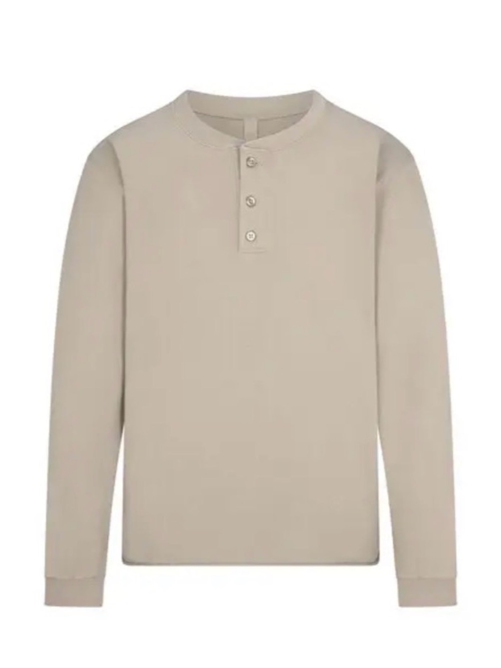 SKIMS NWT Jersey Lounge Long Sleeved relaxed Henley Tee - shale